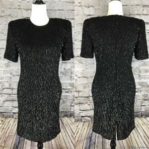 Vtg Scala S XS Dress Sequins Beaded Evening